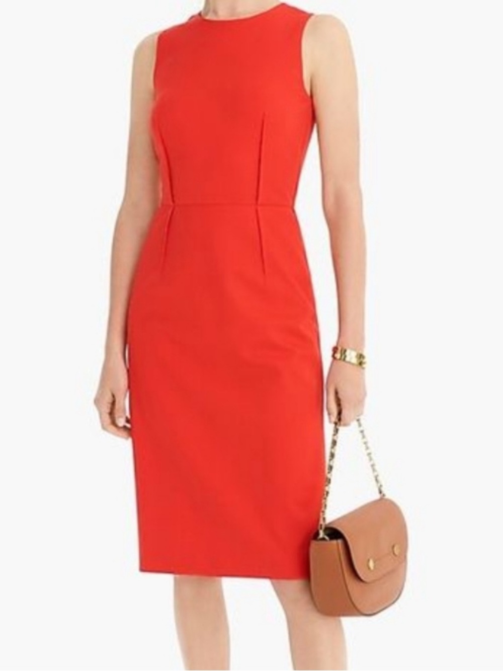 J Crew Red Sheath Dress - Sleeveless Bi- stretch cotton Dress NWT